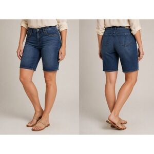 Artisan Crafted Womens Denim Bermuda Shorts Size 10 Embellished Pocket...
